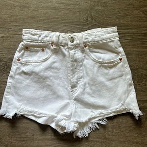 Zara White Hi-rise Shorts